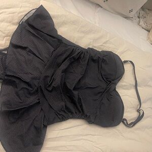 Black Textured One Piece Vintage Swimwear